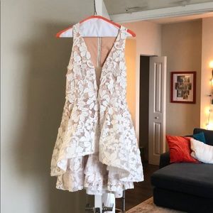 White lace illusion tulle underlay dress